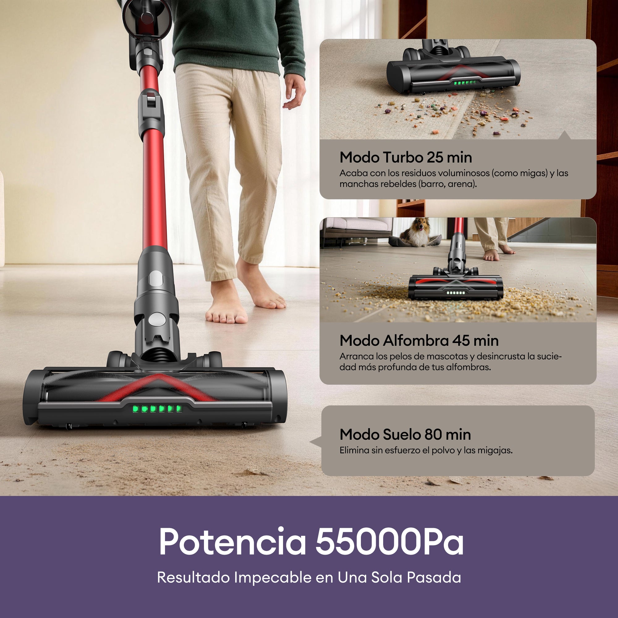 Aspiradora Escoba Ultenic U18 PowerPro 55KPa - Sin Enredos