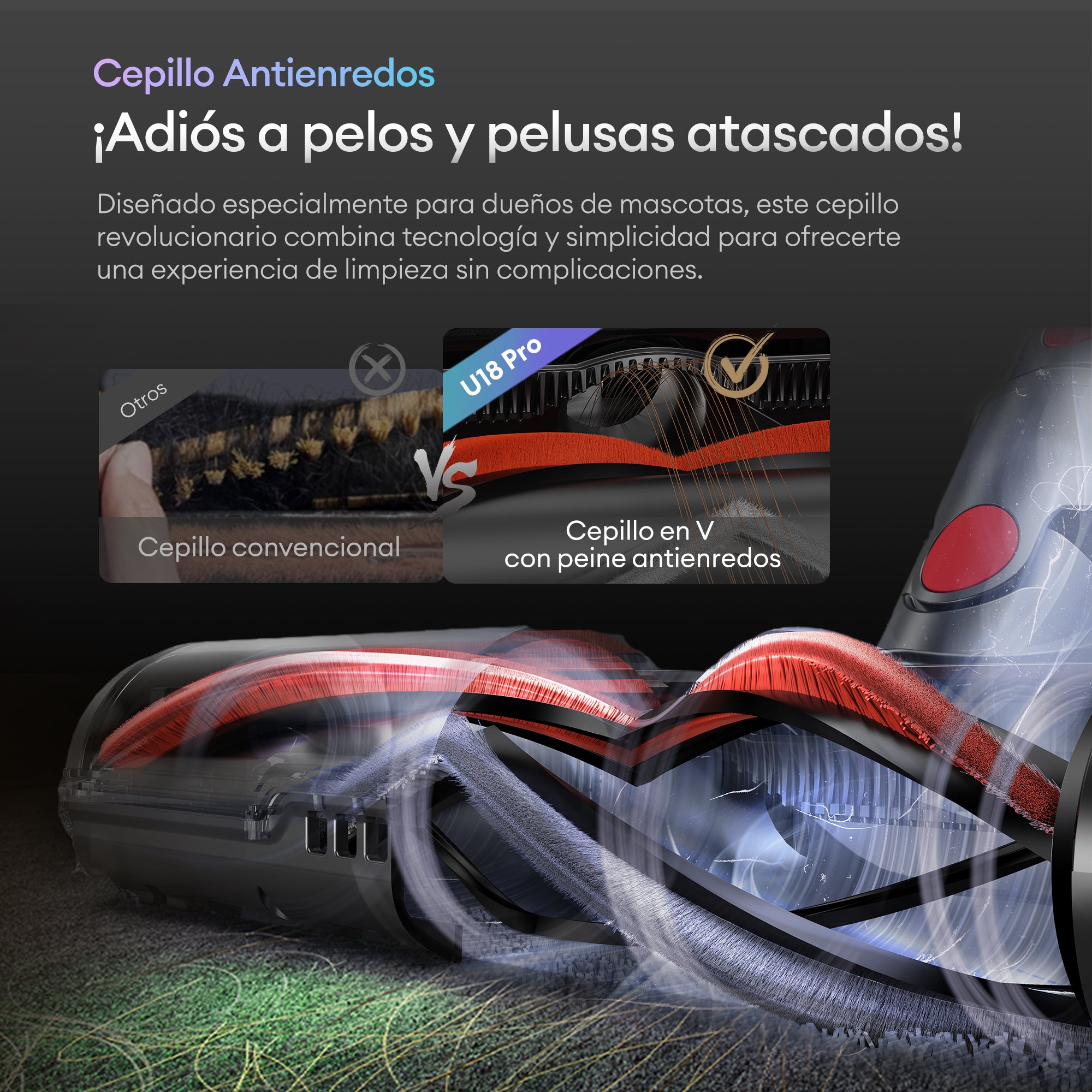 Aspiradora Escoba Ultenic U18 PowerPro 55KPa - Sin Enredos