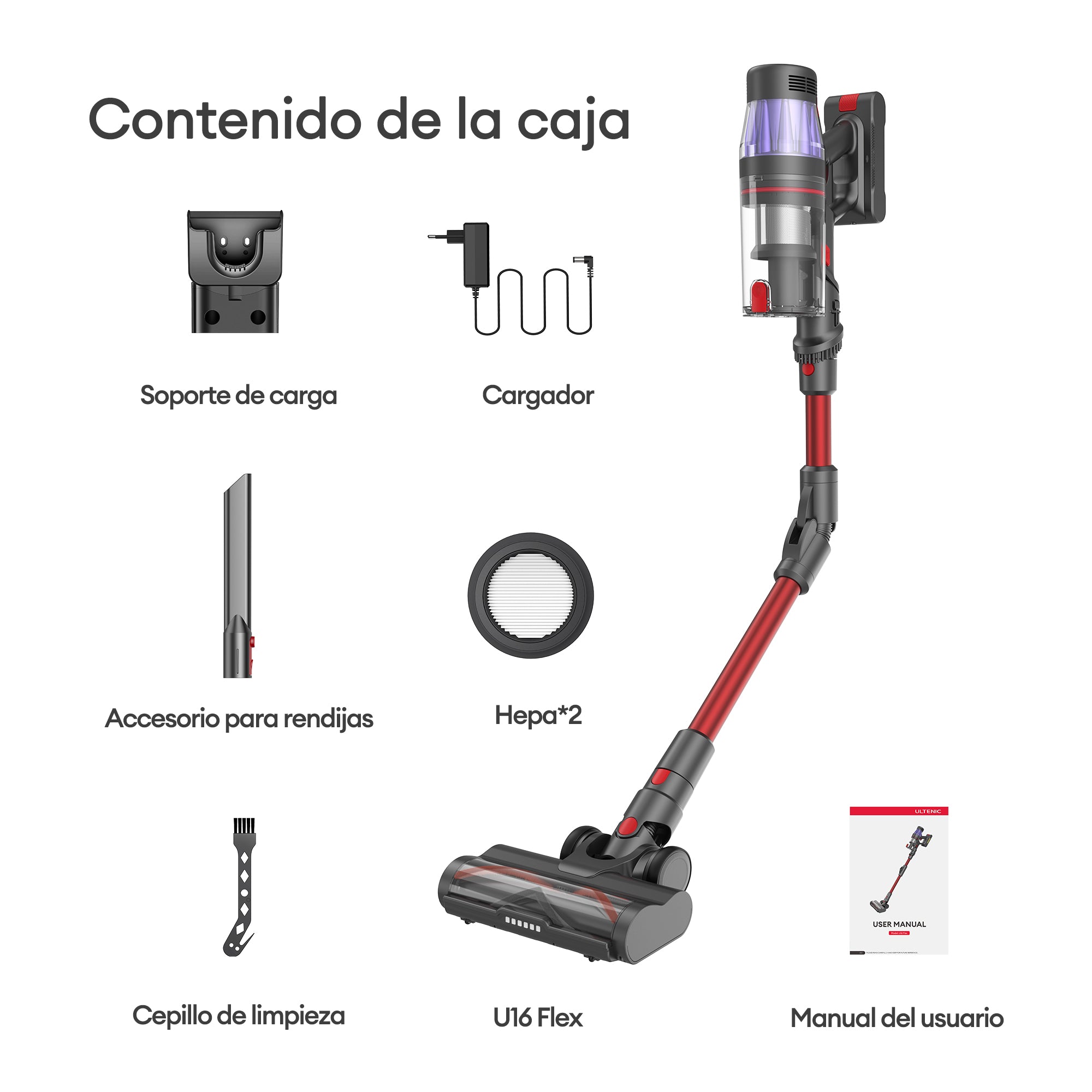 Ultenic U16 Flex Aspiradora sin Cable: GreenEye™ y Tubo Plegable