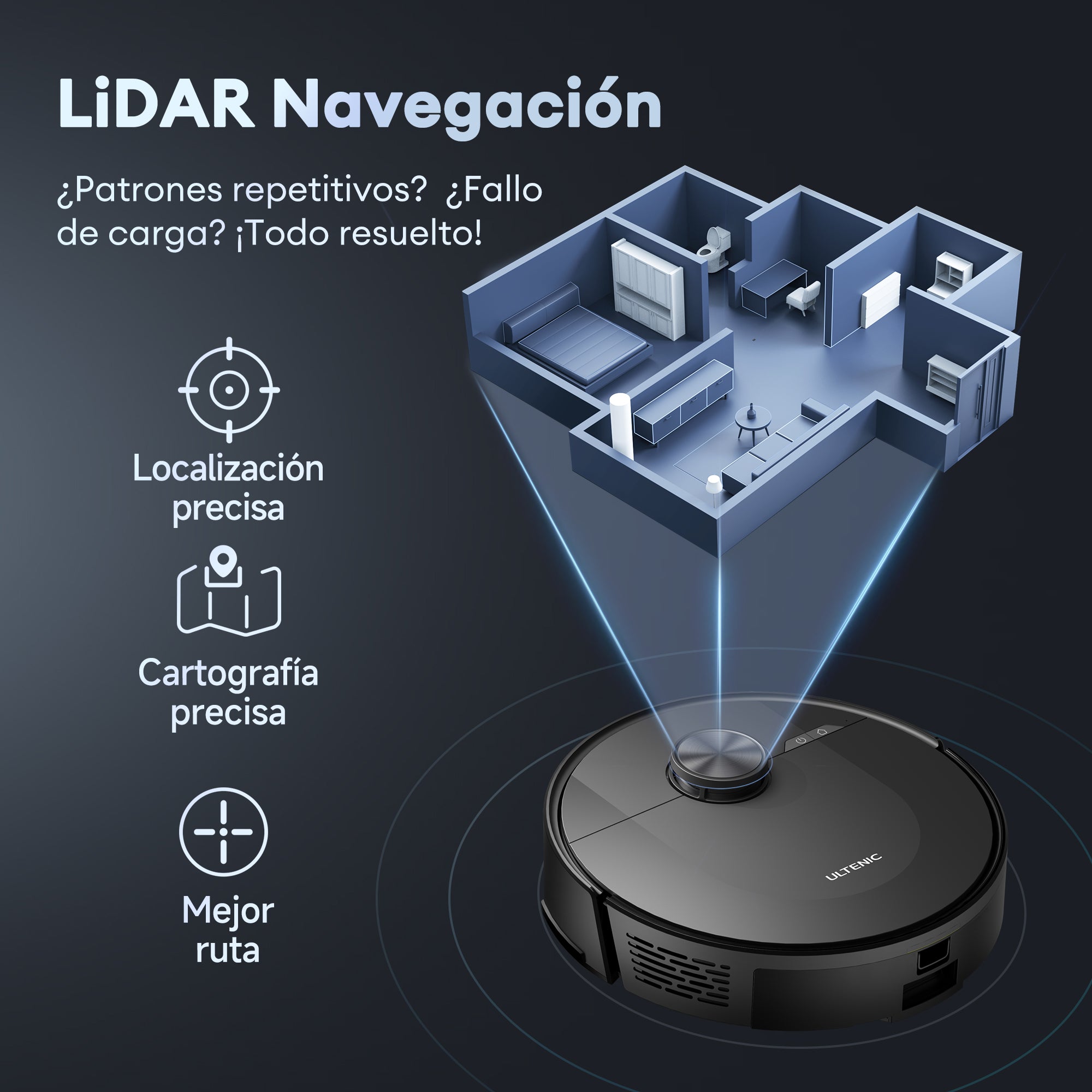 Aspirador de pó robô Ultenic D10 e esfregão de chão: LiDAR e sucção 5000Pa