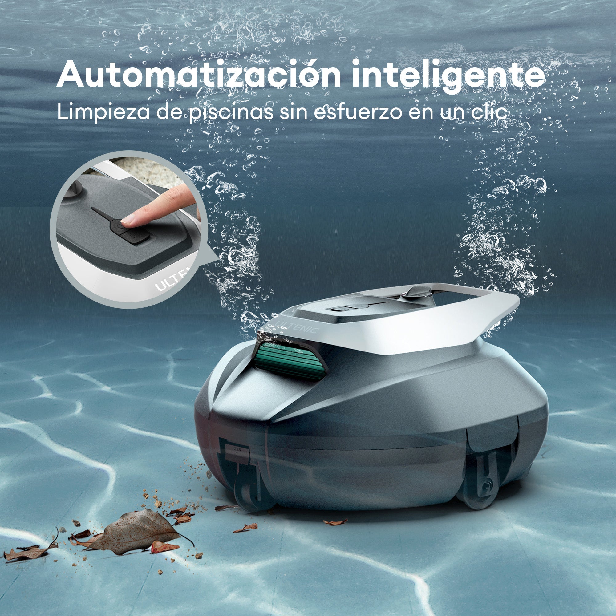 Sucção poderosa do robô limpador de piscina autônomo Ultenic Pooleco coletando sujeira do fundo
